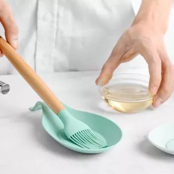 Силиконовый коврик для ложки, высокотемпературный поднос для столовых приборов, кухонный инструмент чёрный