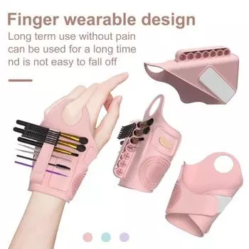 Силиконовый коврик для макияжа с лотком для смешивания тональной основы, держателем для косметических кистей и очистителем фиолетовый