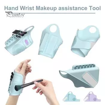 Силиконовый коврик для макияжа с подставкой для смешивания тональной основы, держатель для косметических кистей, очиститель, носимый браслет на палец, коврик для макияжа, женские инструменты для макияжа синий