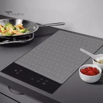 Силиконовый коврик для плиты со стеклянной поверхностью, антиожоговый термостойкий кухонный коврик для сушки, защитный коврик для стеклянной варочной поверхности, очень большой защитный коврик для плиты серый
