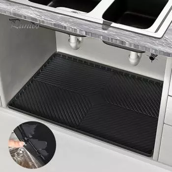 Силиконовый коврик для раковины Водонепроницаемая подкладка под раковину Защитная пленка для шкафа Органайзер Поддон для капель Маслостойкий Легко чистящийся Многофункциональный вкладыш для кухонной полки Small серый