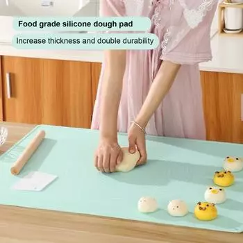 Силиконовый коврик для раскатки теста с высоким краем, большой пищевой коврик с антипригарным покрытием, кухонные принадлежности 1pc зелёный
