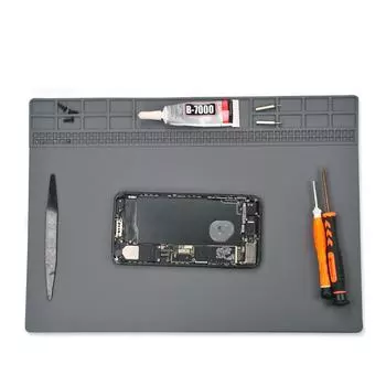 Силиконовый коврик для ремонта мобильных телефонов: термостойкий, антикоррозионный, антистатический верстак TE-613 серый