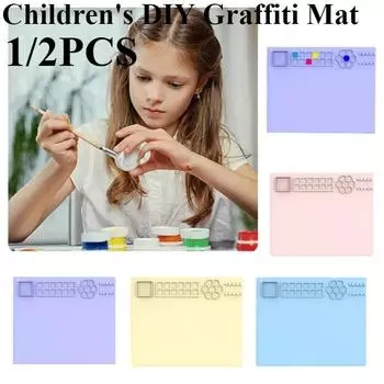 Силиконовый коврик для рисования, антипригарный силиконовый коврик для творчества с чашкой для детей, универсальная поверхность для рисования, легко моется для творчества Pink 1PCS