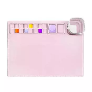 Силиконовый коврик для рисования с чашкой для чистки, эффективная палитра для смешивания, коврик для рисования, коврик для граффити для детей, художников розовый