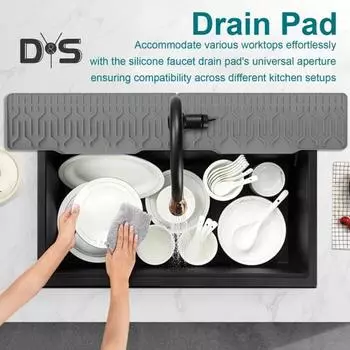 Силиконовый коврик для слива крана, складной коврик для раковины в ванной, кухонные принадлежности, коврик для слива, универсальный коврик для защиты от брызг чёрный