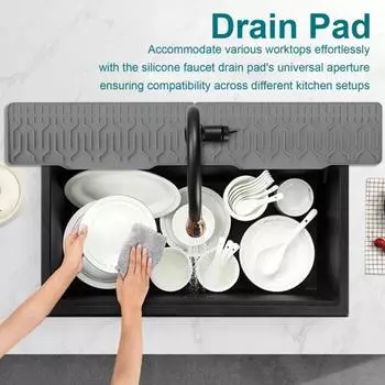 Силиконовый коврик для слива крана, складной коврик для раковины в ванной, кухонные принадлежности, коврик для слива, универсальный коврик для защиты от брызг чёрный