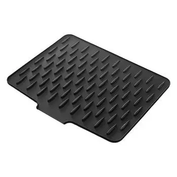 Силиконовый коврик для слива Толстый коврик для сушки посуды с дренажем Термостойкий Нескользящий Барный коврик для раковины для столешниц чёрный