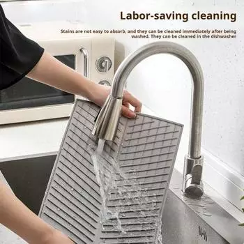 Силиконовый коврик для слива воды для кухонной стойки, нескользящий, термостойкий, сушильный коврик серый