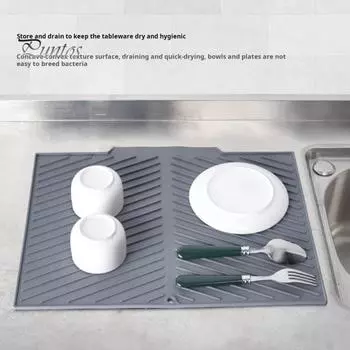 Силиконовый коврик для слива воды для кухонной стойки, нескользящий, термостойкий, для сушки посуды со встроенным сливом, складной коврик для сушки, многоцелевой коврик для раковины Square