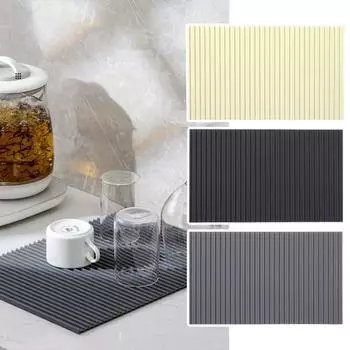 Силиконовый коврик для слива воды на кухонной стойке, легко моющийся коврик для сушки посуды, пищевой, быстросохнущий L темно-серого