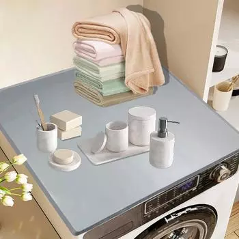 Силиконовый коврик для стиральной машины и сушилки, защитный коврик для сушилки, нескользящий, устойчивый к царапинам, чехол для столешницы для стирки, термостойкий M чёрный