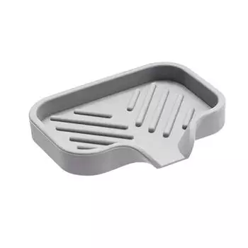 Силиконовый коврик для сушки кухонной раковины, пищевой, нескользящий, подставка для губки/скребка, мыльница, органайзер для раковины в ванной, защита от брызг воды, дренажный коврик S серый