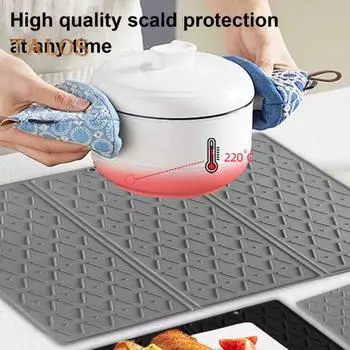 Силиконовый коврик для сушки посуды 24x16 дюймов, складной коврик для сушки с крючком, пищевой коврик для сушки столовых приборов, нескользящий коврик для мойки на кухонной стойке серый