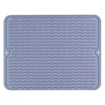 Силиконовый коврик для сушки посуды 40 x 30 см, большой коврик для сушки посуды, коврик на столешницу, коврик для сушки посуды, коврик для раковины, большой силиконовый подстаканник 40x30cm чёрный