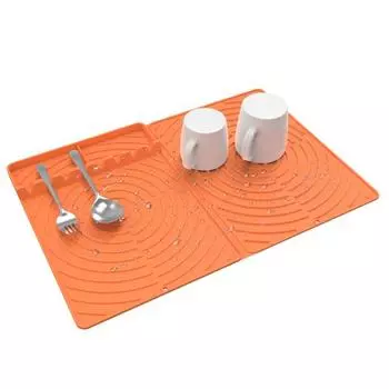 Силиконовый коврик для сушки посуды, большой складной кухонный сливной коврик, нескользящая подкладка для сушки посуды на кухонной столешнице зелёный