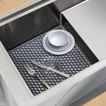 Силиконовый коврик для сушки посуды, быстросохнущий, термостойкий коврик для дна кухонной мойки жёлтый