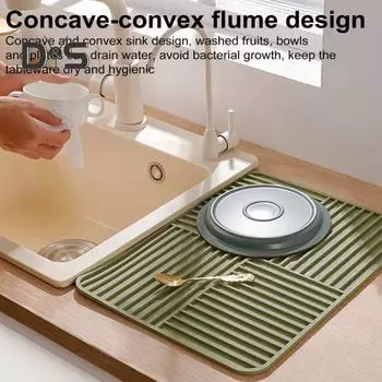 Силиконовый коврик для сушки посуды, многофункциональный нескользящий коврик для сушки кухонной посуды, подставка под стаканы с защитой от ожогов, коврики для быстрого слива воды для домашнего бара ресторана дубильная кора