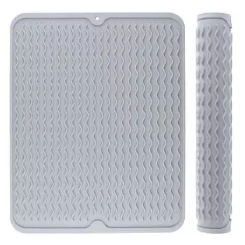 Силиконовый коврик для сушки посуды, термостойкий коврик для сушки посуды для кухонной столешницы, раковины, ящика холодильника, вкладыш для кухонного сушильного коврика 30*40cm светло-серый