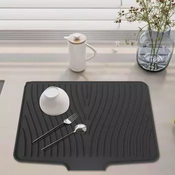 Силиконовый коврик для сушки посуды, термостойкий коврик для слива, коврик для раковины на кухонной стойке, быстросохнущий коврик для посуды, многофункциональный коврик для посуды серый