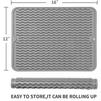 Силиконовый коврик для сушки посуды. Термостойкий силиконовый коврик для кухонной мойки, холодильника или ящика, легко очищаемый коврик для раковины. 30X40CM