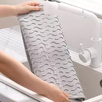Силиконовый коврик для сушки посуды, термостойкий, складной, нескользящий, для сушки посуды, кухонная столешница, поддон для сбора капель, коврик для мойки 45X40cm