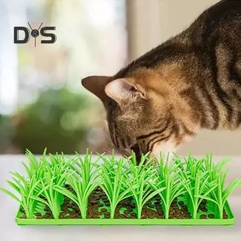 Силиконовый коврик для травы Коврик для медленного кормления Силиконовый коврик для кормления травой для домашних кошек Противоскользящий коврик для кормления собак Интерактивная игрушка Коврик для лакомства для домашних животных зелёный