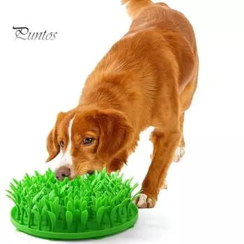 Силиконовый коврик для травы, коврик для медленной кормушки для собак, противоскользящий интерактивный коврик для кормления домашних животных, коврик для лизания щенков для кошек и собак зелёный
