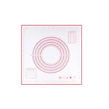 Силиконовый коврик для выпечки Антипригарный коврик для раскатывания теста с измерительными отметками Жаростойкий коврик для приготовления печенья, мастики Толстый коврик для выпечки S красный