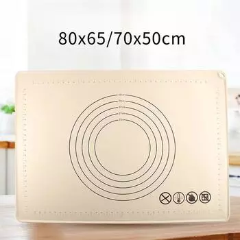 Силиконовый коврик для выпечки, противень, пищевой, бытовой, прочный, долговечный, для замешивания теста, для кухни, раскатывания большого количества теста, антипригарное покрытие 50 * 70 Kneading Pad 510g бежевый