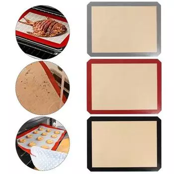 Силиконовый коврик для выпечки с антипригарным покрытием, многоразовый противень для духовки, пищевые силиконовые коврики для выпечки печенья, макарон, хлеба красный