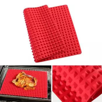 Силиконовый коврик для выпечки с антипригарным покрытием, многоразовый коврик для приготовления пищи в форме пирамиды, барбекю с решеткой, фильтрация масла, выпечка чёрный