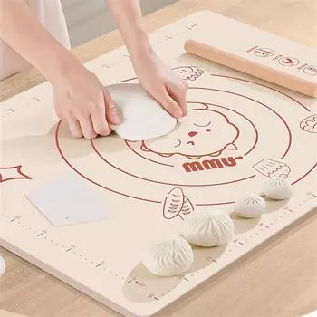 Силиконовый коврик для замешивания теста, нескользящий, большой, густой, для раскатывания теста 40x50cm бежевый