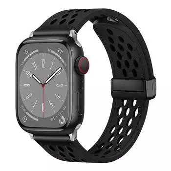 Силиконовый + кожаный ремешок для Apple Watch Ultra2, браслет 49 мм, 45 мм, 41 мм, 40 мм, 44 мм, 42 мм, магнитный браслет iWatch Series 9, 8, 7 SE, 6, 5, 4, 3 38/40/41mm белый