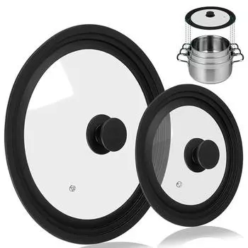 Силиконовый край Многофункциональная крышка для предотвращения перелива Универсальная крышка для кастрюли из закаленного стекла Кухонная утварь Детали для посуды