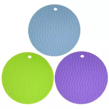 Силиконовый круглый коврик для подогрева пищи, противоскользящий, изоляционный коврик для горшка с отверстием для подвешивания для салона красоты H Blue