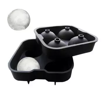 Силиконовый круглый шарик для льда, форма для изготовления кубиков, форма лотка, 4 слота, бар, ресторан розовый