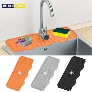 Силиконовый кухонный коврик для смесителя для раковины, губка, сливная стойка, складной коврик для раковины, уловитель брызг для крана, защитный коврик для столешницы в ванной комнате чёрный