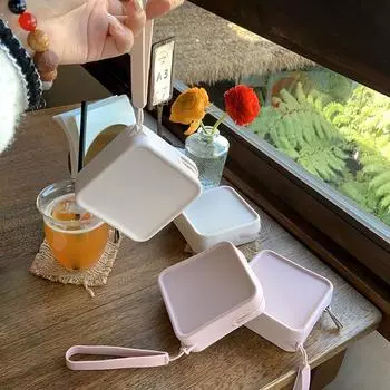 Силиконовый квадратный кошелек для монет, сумка для хранения наушников, женская портативная косметичка для губной помады, студенческая простая сумка для небольших предметов оранжевый