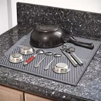 Силиконовый квадратный коврик для сушки посуды, термостойкий коврик для сушки посуды, посудомоечная машина, прочная подушка, коврик для столовой посуды, столовый коврик L зелёный