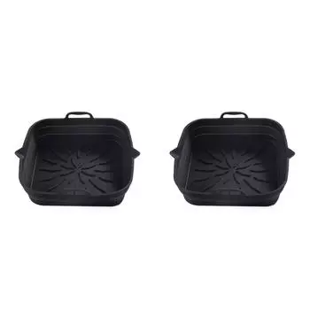 Силиконовый квадратный противень для фритюрницы, коврик для жареной курицы, сковорода-гриль (черный)