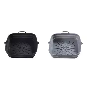 Силиконовый квадратный противень для фритюрницы, коврик для жареной курицы, сковорода-гриль (черный)