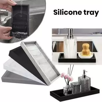 Силиконовый лоток для хранения, экологически чистый, без запаха, небьющийся, широко используемый держатель для мыла, парфюма, лоток для хранения на столешнице S чёрный