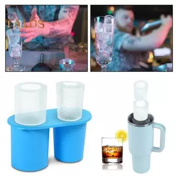 Силиконовый лоток для кубиков льда для стакана с крышкой. Герметичная форма для льда. Легко чистится. Универсальная машина для приготовления кубиков льда на 20/30/40 унций. небесно-голубой