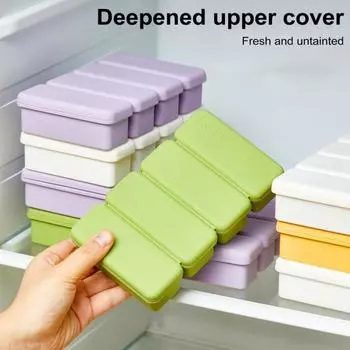 Силиконовый лоток для кубиков льда с крышкой. Большая форма для льда для медленного таяния. Хранение заморозки. Суп, соус, бульон. Пищевой силиконовый контейнер для заморозки остатков еды. жёлтый