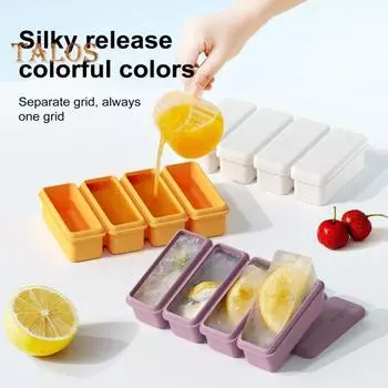 Силиконовый лоток для кубиков льда с крышкой. Большая форма для льда для медленного таяния. Хранение заморозки. Суп, соус, бульон. Пищевой силиконовый контейнер для заморозки остатков еды. жёлтый