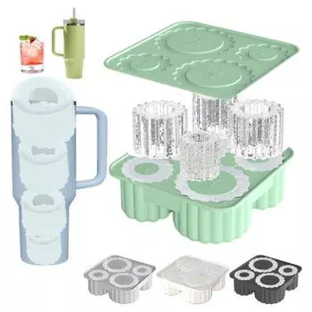 Силиконовый лоток для кубиков льда с крышкой для стакана объемом 20-40 унций, легко вращающиеся формы для кубиков льда, герметичный, не содержащий бисфенол-А, аппарат для приготовления кубиков льда для напитков белый