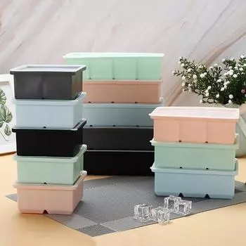 Силиконовый лоток для кубиков льда, сделай сам, прозрачная крышка, утолщенный промежуточный слой, 4/6/8, сетки, инструмент для изготовления кубиков льда, кухонные принадлежности 4Grid чёрный