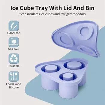 Силиконовый лоток для льда, 3 отделения, 40 унций, пригодный для вторичной переработки, толстый, герметичный, большой емкости, легко снимается, сделай сам, любимые напитки, форма для кубиков льда, ледогенератор серый