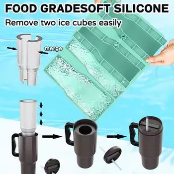 Силиконовый лоток для льда для стаканов объемом 40 унций. Полая цилиндрическая форма для льда с крышкой. Медленно тающие кубики льда. Многоразовый льдогенератор для охлаждения напитков, кофе, сока, виски. зелёный